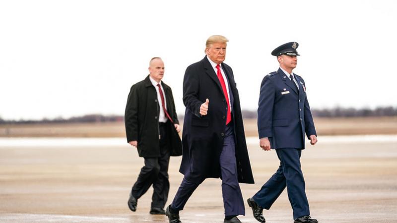 President Trump giving a thumbs up