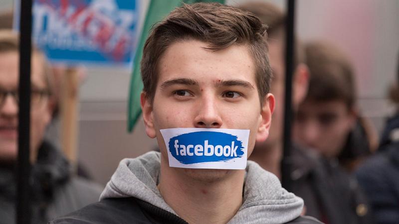 Facebook censorship protestor