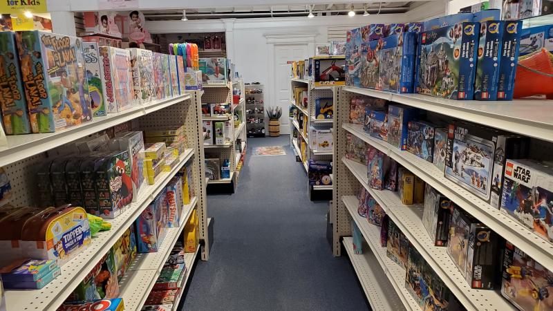 Interior of Games Unlimited toy and board game store in Danville, California, November 29, 2019.