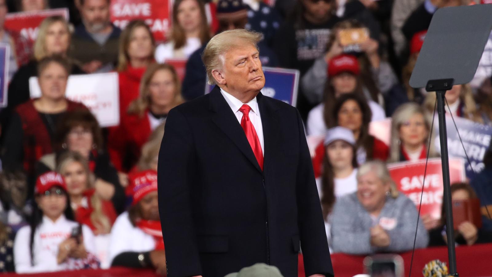 President Donald Trump attends a rally in support of Sen. David Perdue (R-GA) and Sen. Kelly Loeffler (R-GA) on December 05, 2020 in Valdosta, Georgia.