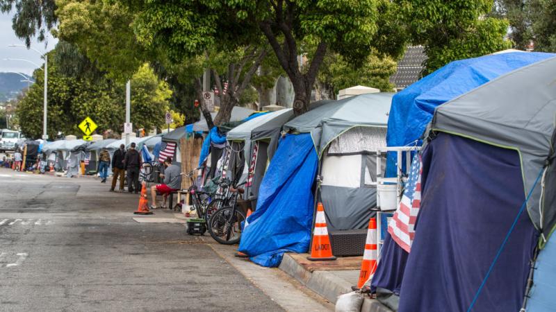 A homeless encampment in Los Angeles, Ca., April 2021