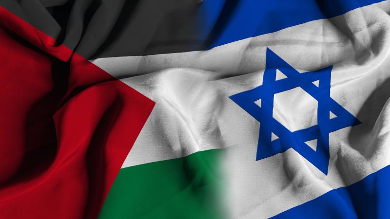 Israel and Palestine flags, stock photo