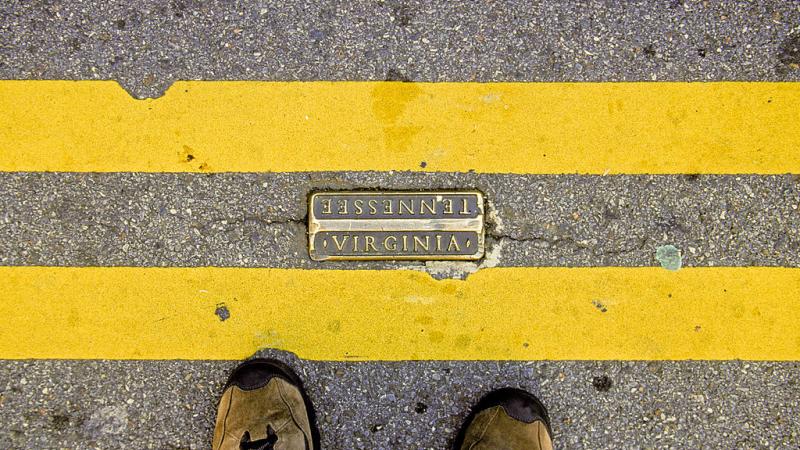 State Street in Bristol marks the state lines between Virginia and Tennessee.