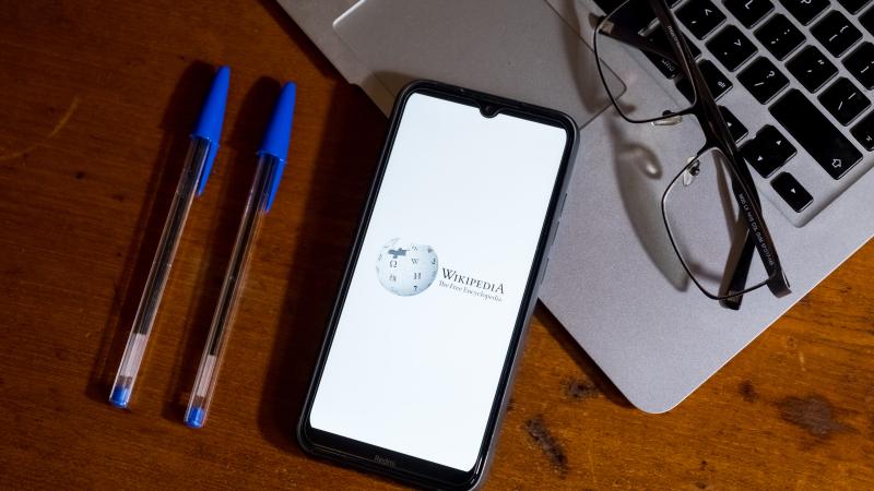 Wikipedia, research, photo illustration, Athens, Greece, Feb. 22, 2024