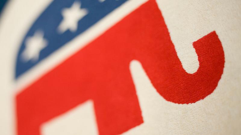 GOP Elephant on in a rug in the lobby of the Republican Party's headquarters in Washington.